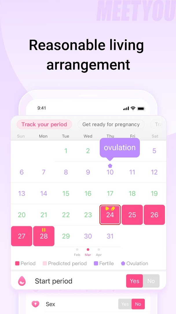 MeetYou fertility calculator offering daily conception timing advice