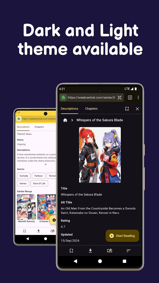 Manga Reader: Cookie Manga search results with filter and sorting options.