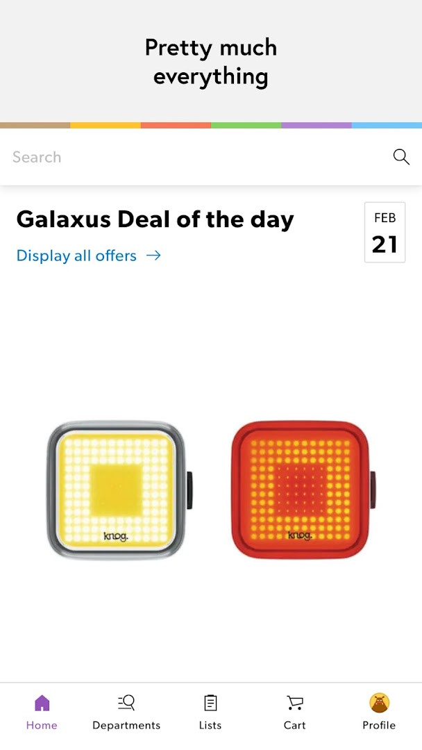 Galaxus home screen showing product categories
