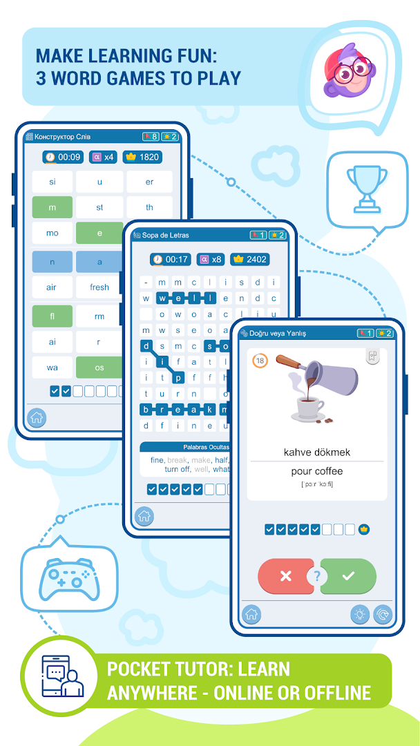 LinDuo - Speak Languages Word Builder game constructing words from syllables.