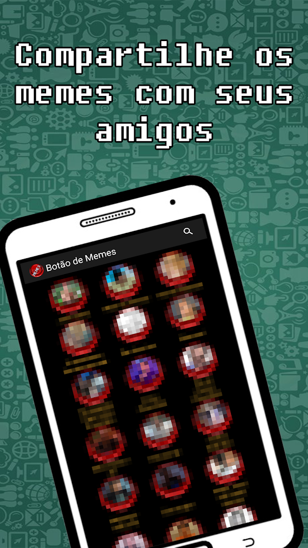 Botão de Memes favorites screen with a form to send meme suggestions
