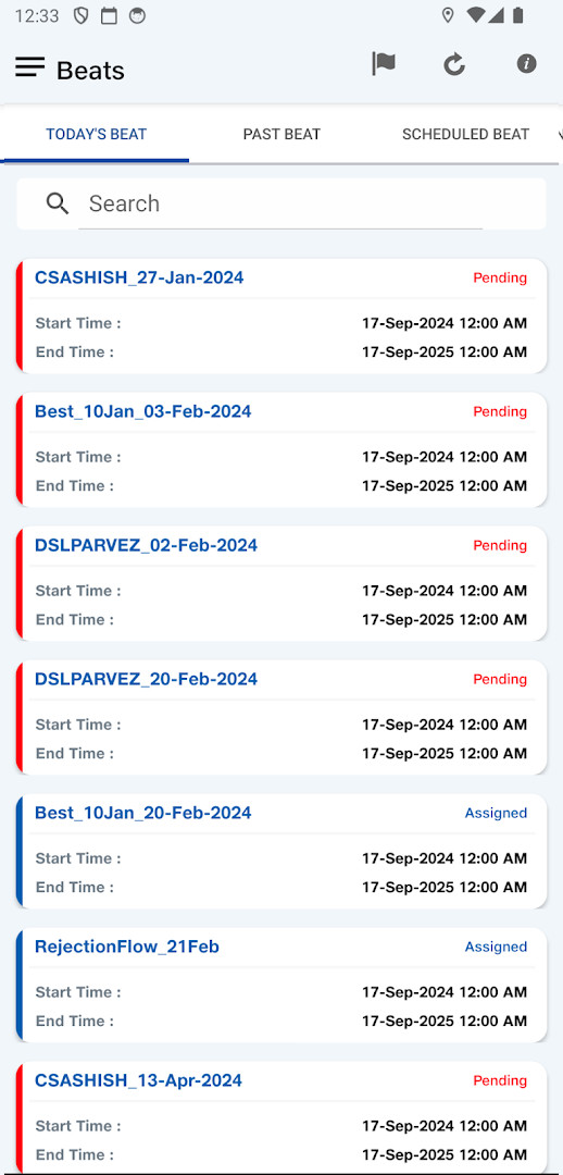 Jio Beat Planner view of scheduled, completed, and future beats.