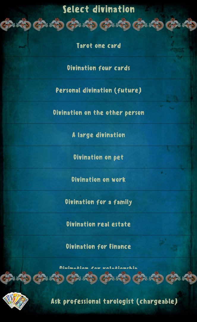 Card reading app love divination screen
