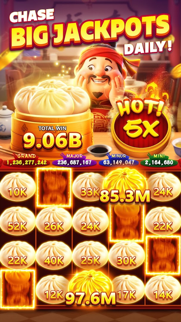 Welcome screen with a 2,000,000 free coins bonus offer and a large Spin button.