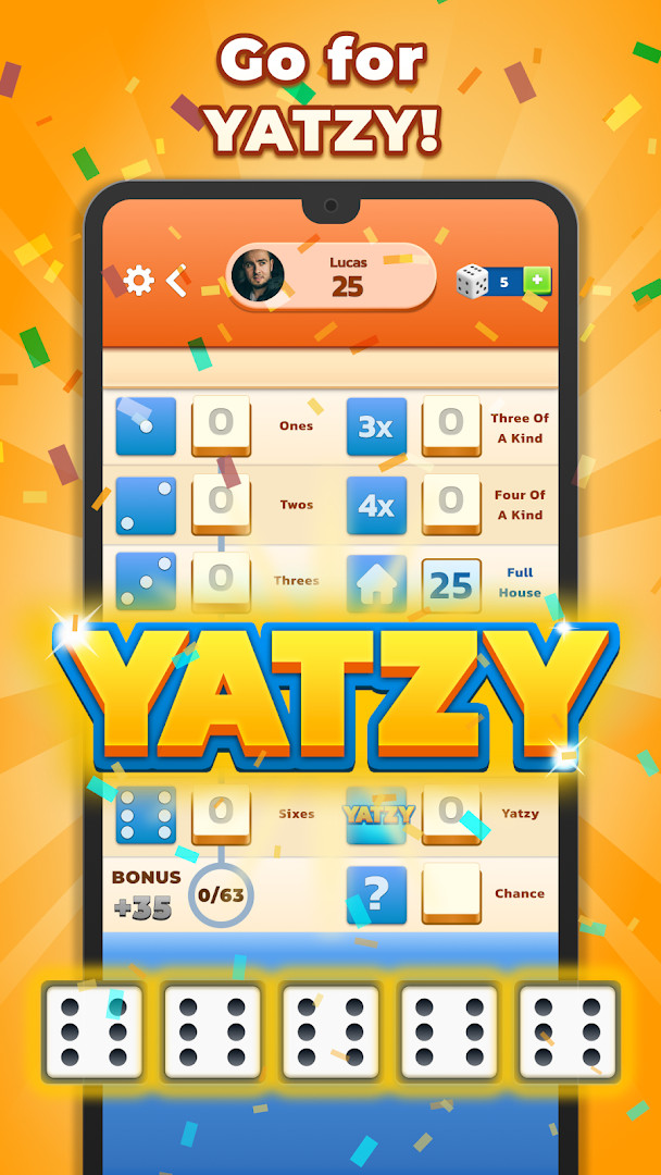 Yatzy - Fun Classic Dice Game online match versus a random player from around the world