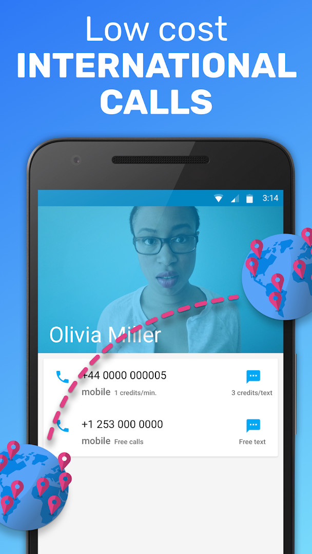 Text Me: Second Phone Number voicemail and call forwarding settings screen