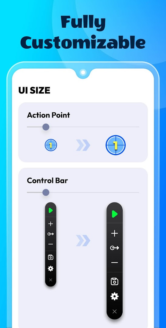 Getting started screen of Auto Clicker: Auto Tapper noting Android 7.0 or above support