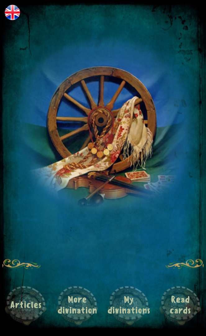 Card reading app main screen with fortune telling options
