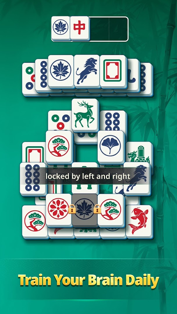 Zen Mahjong Daily gameplay showing a pair of matching tiles being tapped to clear them