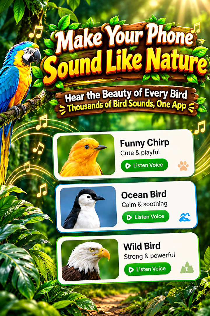 Birds Sounds contact assignment screen for choosing a bird tone per contact