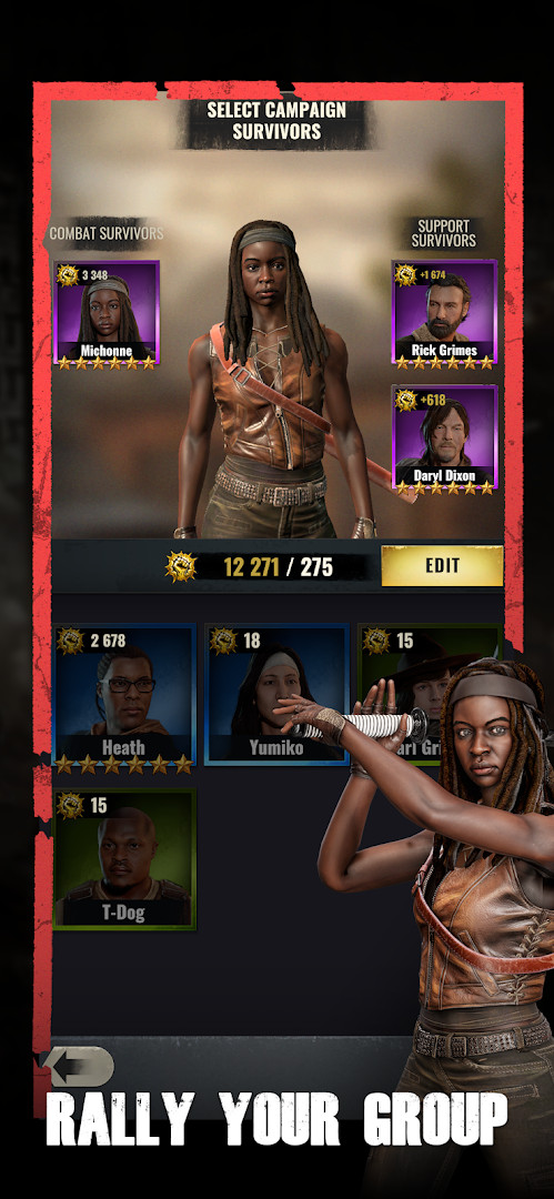 The Walking Dead: Aftermath combat screen with Daryl Dixon fighting walkers