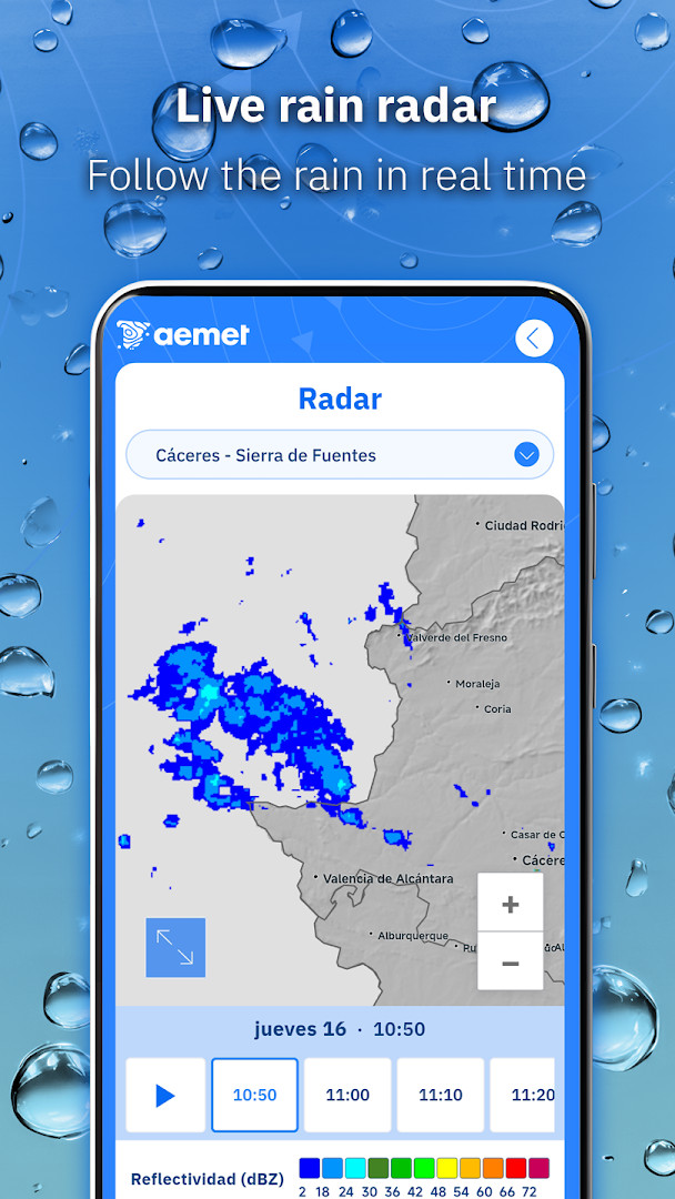 Weather warnings list with official AEMET alerts for adverse phenomena