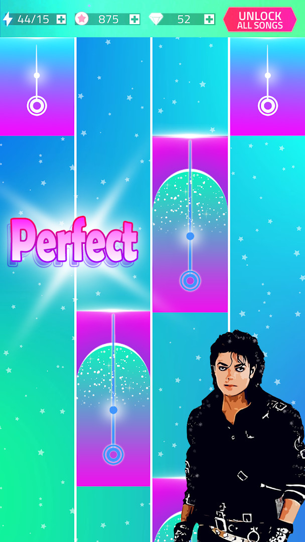 Michael Jackson - Piano Game speed challenge as note tiles move faster over time