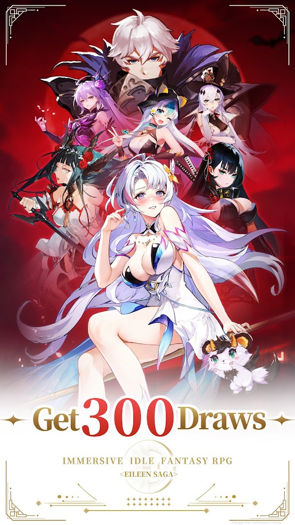Recruitment screen offering 300 draws at the start and a guaranteed SSR hero every 10-pull