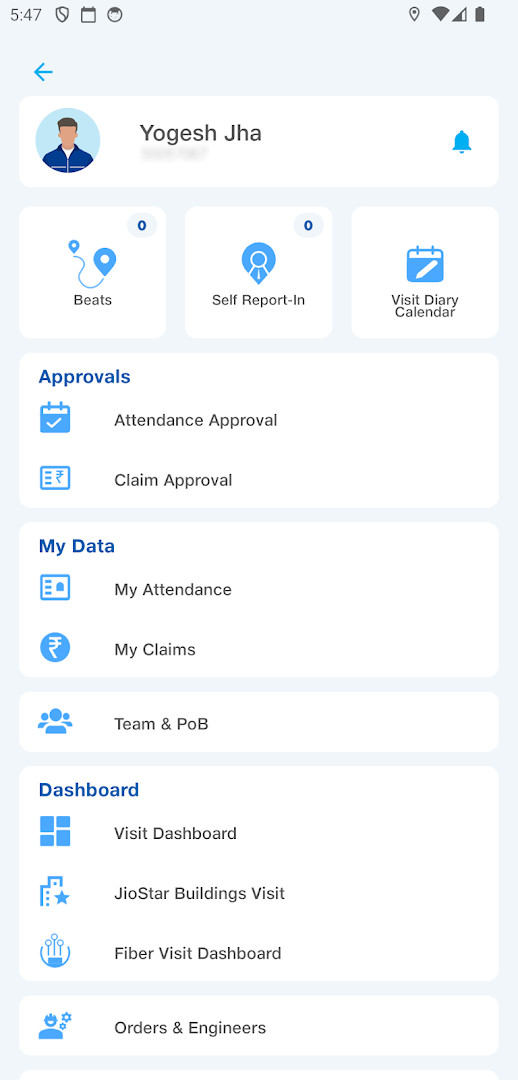 Jio Beat Planner main dashboard showing today's and scheduled beats.