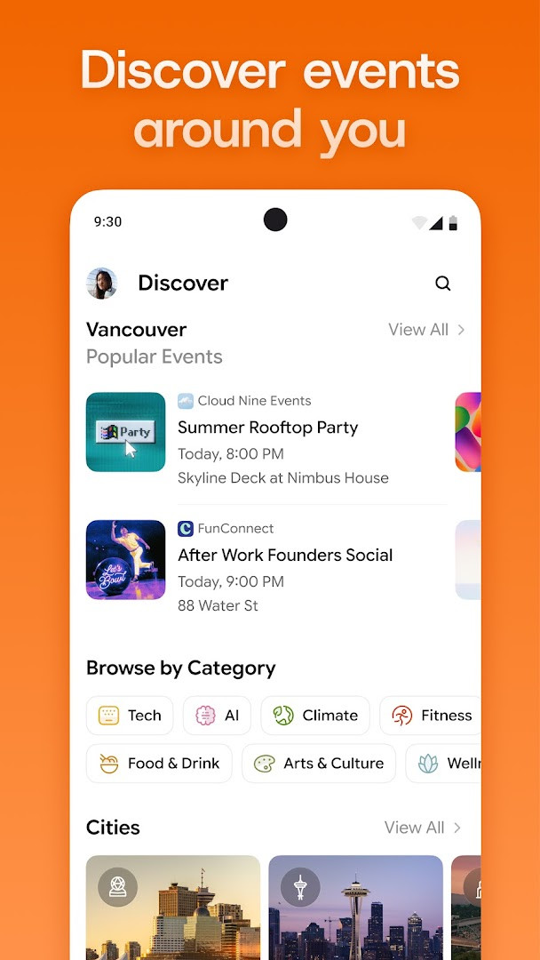Luma event page with cover image, name, location, and time