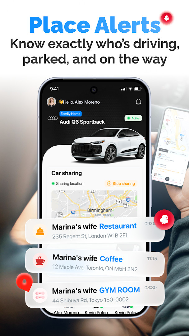 Car dashboard widgets showing vehicle information at a glance