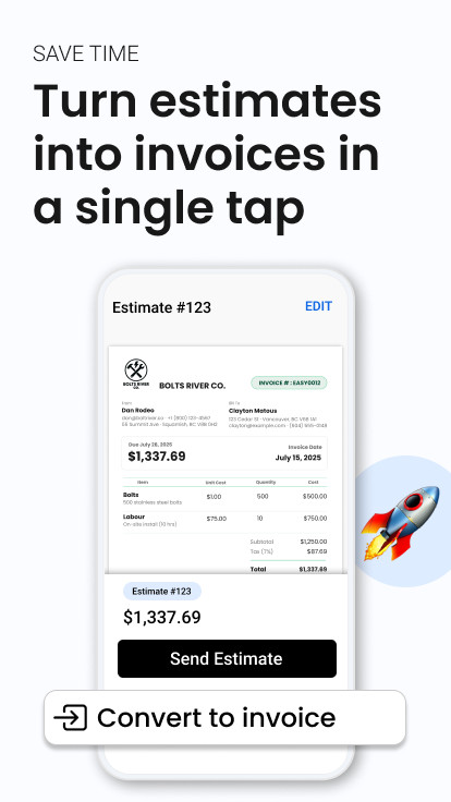 Easy Invoice & Estimate Maker expense management screen with receipt capture and organized records