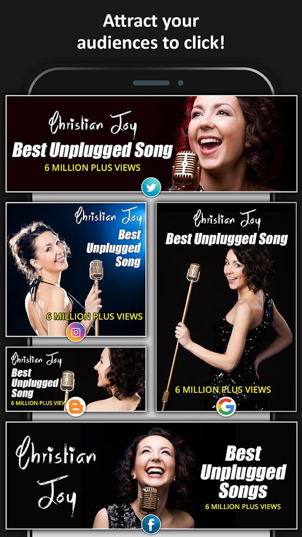 Thumbnail and Cover Maker offering a channel art layout for YouTube with banner sizing