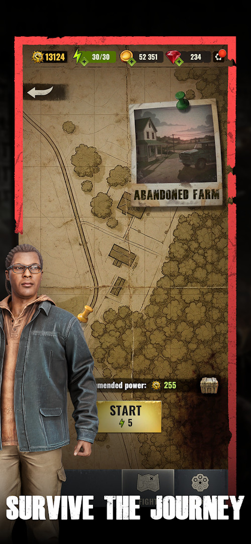 The Walking Dead: Aftermath camp defense screen with garrison survivors and resources